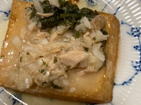 玉ねぎと青じそドレッシングがけ厚揚げ焼き